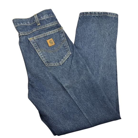 Carhartt Other - Carhartt Jeans Mens 35x32 (34x33) Blue Denim Straight‎ Relaxed Fit Workwear USA